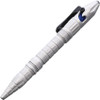Heretic Thoth Bolt Action Tactical Pen (H038ALWIN) White Aluminum Center Barrel ,Blue Bolt, White Aluminum Tail & End Caps