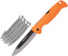 Muddy Swap Replace-A-Blade Knife - (5) 3.5" Satin 420J2 Steel Drop Point Plain Blades, Orange GFN Handle