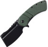 Kansept XL Korvid Flipper (T1030B4) - 3.55" Black Stonewash 154CM Cleaver Blade, Green Micarta Handle