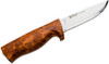 Helle Fossekallen Fixed Blade (#1049) 3.50" 12C27 Drop Point Plain Blade, Birch Wood Handle, Leather Sheath