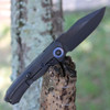 Heretic Knives Wraith Manual Flipper - CF/Blu Ti (3.6" Magnacut BW) H001-6A-BLUTI