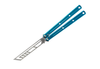 Squid Industries Krake Raken V3 Trainer (KrakeRakenV3Teal) 4.9" Stonewash 410 Heat Treated Stainless Steel Trainer Blade, Teal Aluminum Handles