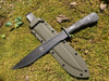 Kukrax Wildland MOST Knife Monolithic Full Tang (KU-1135) -11.375" 1075 High Carbon Steel Black Traction Powder Coating, Black Canvas Micarta Handle - Kydex Sheath