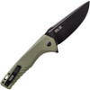 Tekto F3 Charlie (TKTF3GODBK1) 3.75" Black Oxide Coated D2 Drop Point Plain Blade, Olive Drab Green G-10 Handle