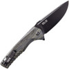 Tekto F3 Charlie (TKTF3GMXBK1) 3.75" Black Oxide Coated D2 Drop Point Plain Blade, Black and Green G-10 Handle, Button Lock