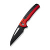 Civivi Sentinel Strike Flipper and Button Lock (C22025B-1) 3.7" Black K110 Reverse Tanto Plain Blade, Red Aluminum Handle with Black FRN Integral Spacer