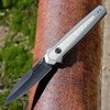 Kershaw Launch 15 7950GRY automatic knife profile view showing 3.5-inch blackwashed MagnaCut spear point blade.