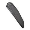 We Knife Cyberbetic Top Flipper (WE22033-4) 3.91" CPM 20CV Etched Black Stonewash Straight Back Plain Blade, Etched Black Titanium Handle