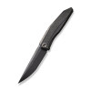 We Knife Cyberbetic Top Flipper (WE22033-4) 3.91" CPM 20CV Etched Black Stonewash Straight Back Plain Blade, Etched Black Titanium Handle