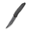 We Knife Cyberbetic Top Flipper (WE22033-DS1) 3.91" Hakkapella Damasteel Straight Back Plain Blade, Etched Black Titanium Handle