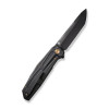 We Knife Shadowfire Flipper (WE22035-1) 3.97" 20CV Black Stonewash Bevels Black Brushed Flats Tanto Plain Blade, Black Titanium Handle