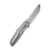 We Knife Shadowfire Flipper (WE22035-2) 3.97" 20CV Hand Polished Satin Tanto Plain Blade, Gray Titanium Handle