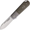 Karbon Knives Ahoy (KARB101) 3.12" Bohler M390 Satin Spear Point Plain Blade, Green Micarta Handle w/ Titanium Bolster