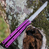 Squid Industries Krake Raken V3 (KrakeRakenV3PurTanto) 4.50" AEB-L Satin Tanto Plain Blade, Purple Aluminum Handle