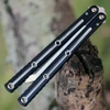 Squid Industries Krake Raken V3 (KrakeRakenV3DTBlkTanto) 4.50" AEB-L Satin Tanto Plain Blade, Dual Tone Silver and Black Aluminum Handle