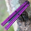 Squid Industries Krake Raken V3 (KrakeRakenV3PurInked) 4.50" AEB-L Black Tanto Plain Blade, Purple Aluminum Handle