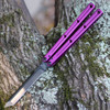 Squid Industries Krake Raken V3 (KrakeRakenV3PurInked) 4.50" AEB-L Black Tanto Plain Blade, Purple Aluminum Handle