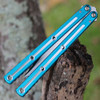 Squid Industries Krake Raken V3 (KrakeRakenV3DTTealBow) 4.50" AEB-L Satin Bowie Plain Blade, Dual Tone Silver and Teal Aluminum Handle