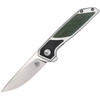 Begg Knives Diamici (BG014) 3" D2 Satin Straight Back Plain Blade, Stainless Steel Handle w/ Black and Green G-10 Inlay