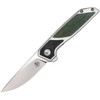 Begg Knives Diamici (BG014) 3" D2 Satin Straight Back Plain Blade, Stainless Steel Handle w/ Black and Green G-10 Inlay