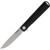 Karbon Knives Beatnik (KARB111) 3.25" 14C28N Bead Blasted Drop Point Plain Blade, Black Milled Aluminum Handle