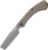 TOPS Tac-Raze 05 (TPTRAZ05) 3.25" 1095 Grey Tungsten Coated Straight Razor Plain Blade, Green Micarta Handle, Leather Sheath
