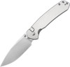 CJRB Large Pyrite Button Lock Folding Knife (J1925L) 3.7" AR-RPM9 Stonewash Drop Point Plain Blade, Stonewash Stainless Steel Handle