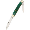 Hen & Rooster Pen Knife (302GPB) Mirror Finished German Steel Pen and Clip Blade, Green Pick Bone Handle