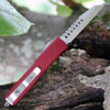 Microtech Ultratech Warhound Signature Series Double Action OTF (119W-10 MRS) 3.4" Premium Steel Wharncliffe Stonewash Plain Blade, Merlot Anodized Aluminum Handle with Glass Breaker