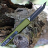 Microtech Ultratech T/E (MCT1231OD) 3.44" Premium Steel Black Tanto Plain Blade, OD Green Aluminum Handle