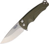 Medford Smooth Criminal Button Lock (MD039STQ42AB) - 3.0in Tumbled CPM-S35VN Drop Point Plain Blade, Green Aluminum Handle