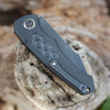 Heretic Knives Pariah Automatic (H048-8A) 3.75" MagnaCut Drop Point Battleworn Black Plain Blade, Black Battleworn Aluminum Handle with Black Bubble Stainless Inlays