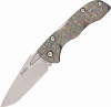 Kizer Cutlery Titanium Lockback (KI306) 3.25" AUS-8 Stonewashed Clip Point Plain Blade, Gold Titanium Handle