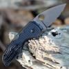 2.43 inch CTS-BD1N black DLC serrated blade on a Black Spyderco Lil’ Native LW.