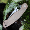 Spyderco Military 2 C36MPCW2 - 4.0in Sanded Smooth CPM Cru-Wear Plain Blade, Brown Canvas Micarta Handle