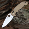 Spyderco Manix 2XL C95MPCW2 - 3.85in Sanded Smooth CPM Cru-Wear Plain Blade, Brown Canvas Micarta Handle
