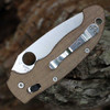 Spyderco Manix 2XL C95MPCW2 - 3.85in Sanded Smooth CPM Cru-Wear Plain Blade, Brown Canvas Micarta Handle