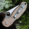 Spyderco Para Military 3 (C223MPCW) - 2.92in Sanded Smooth CPM Cru-Wear Plain Blade, Brown Canvas Micarta Handle