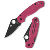 Spyderco Para Military 3 Lightweight (C223PPNBK) - 2.92in Black DLC CTS BD1N Plain Blade, Pink FRN Handle