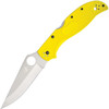 Spyderco Stretch 2 XL Lightweight Salt C258PYL yellow FRN handle open view showing H-2 steel satin plain blade