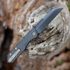 Heretic Knives Jinn Slip Joint Folder (H013-6A-CF) - 3.0" Black DLC CPM-MagnaCut Wharncliffe Blade PlainEdge, Carbon Fiber Handle with Bronze Hardware