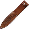 Queen Cutlery Canoe Fixed Blade (QN89WB) 3.75" 440C Mirror finished Clip Point Plain Blade, Winterbottom Jigged Bone Handle, Brown Leather Belt Sheath