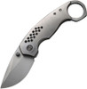 We Knife Co. Envisage (WE220131) 2.42" CPM-20CV Grey Drop Point Plain Blade, Grey Titanium Handle, Finger Ring