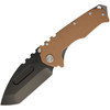 Medford Knives Praetorian G (MD40) 3.75" D2 Tool Steel Black PVD Coated Tanto Plain Blade, Coyote Tan G-10 Handle with Stonewashed Titanium Back Handle