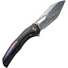 WE Knife Ignio Damascus (WE22042BDS1) 3.30" Damasteel Drop Point Plain Blade, Black Stonewashed Titanium Handle
