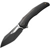 WE Knife Ignio BSW (WE22042B1) 3.30" CPM-20CV Black Stonewashed Drop Point Plain Blade, Black Titanium Handle