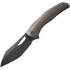 WE Knife Ignio Bronze (WE22042B2) 3.30" CPM-20CV Black Stonewashed Drop Point Plain Blade, Bronze Titanium Handle