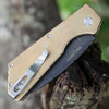 Pro-Tech 2023 Strider PT+Automatic - 3.94" Grey DLC Coated MagnaCut Drop Point Blade, Stonewashed Finished Solid AlBronze Handle with Mother of Pearl Push Button
