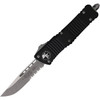 Microtech Combat Troodon S/E OTF (MCT14311AP) 3.88" Bohler M390 Bead Blasted / Stonewashed Drop Point Partially Serrated Blade, Black Anodized Aluminum Handle