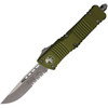 Microtech Combat Troodon S/E OTF (MCT14311APOD) 3.88" Bohler M390 Bead Blasted / Stonewashed Drop Point Partially Serrated Blade, OD Green Anodized Aluminum Handle